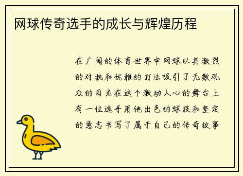 网球传奇选手的成长与辉煌历程
